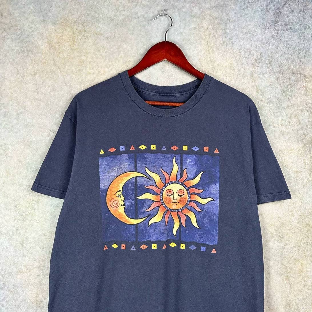 Vintage Sun & Moon Art T Shirt L
