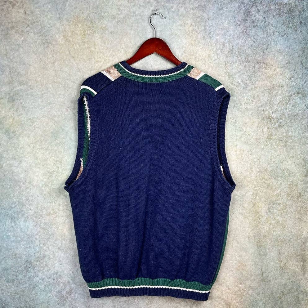 Vintage Knit Striped Sweater Vest XL