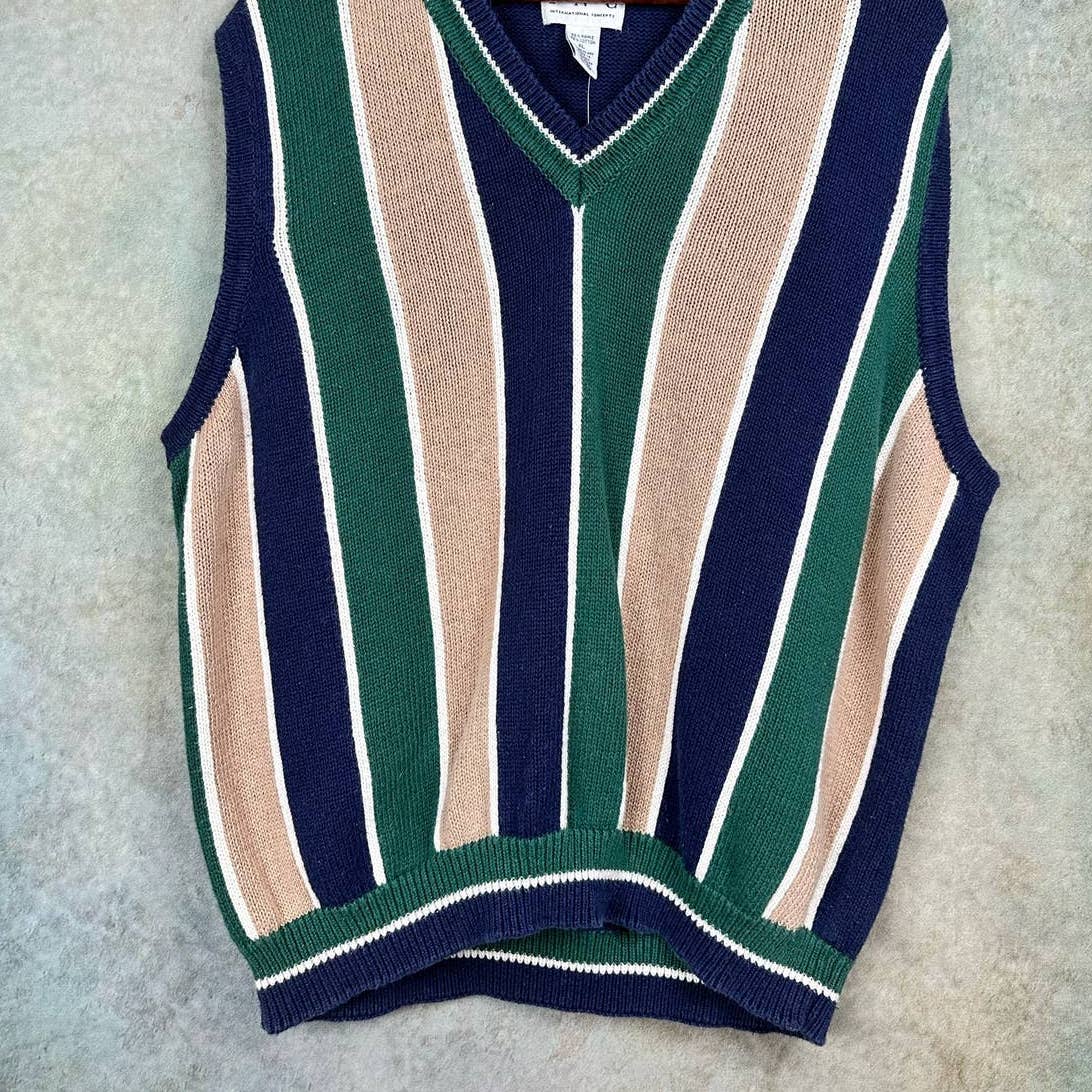Vintage Knit Striped Sweater Vest XL