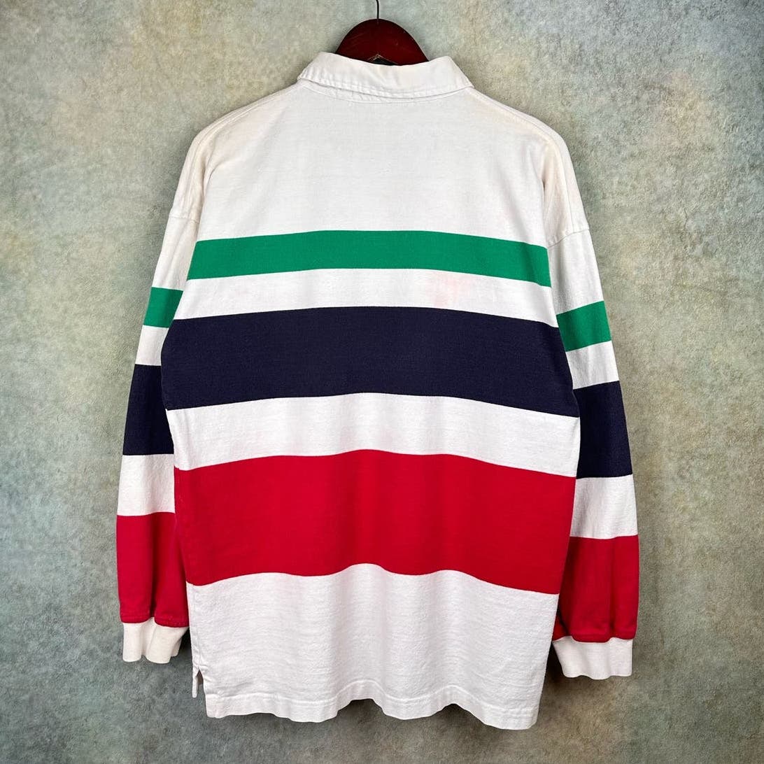 RARE 90s Vintage Ole shops Miss Rugby Striped Varsity Raggs All American L