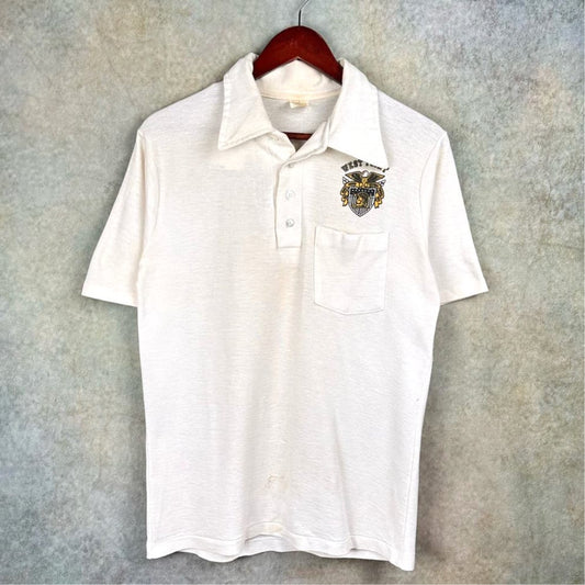 Vintage 80s Army West Point Academy Polo Shirt L