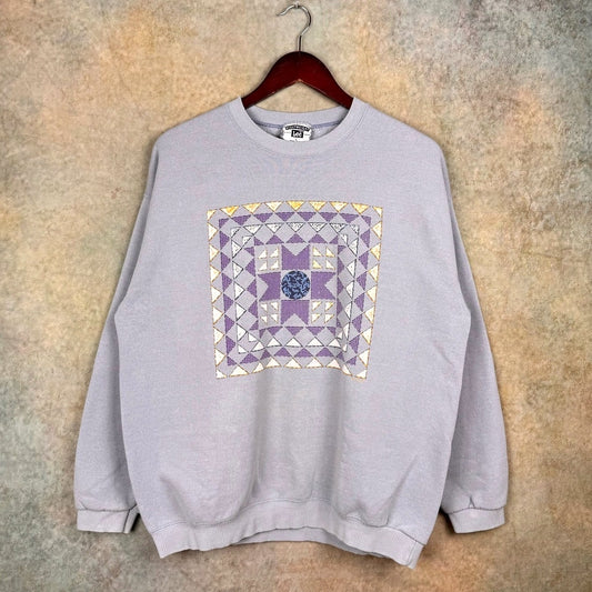 VTG 90s Abstract Art Sweatshirt Crewneck L