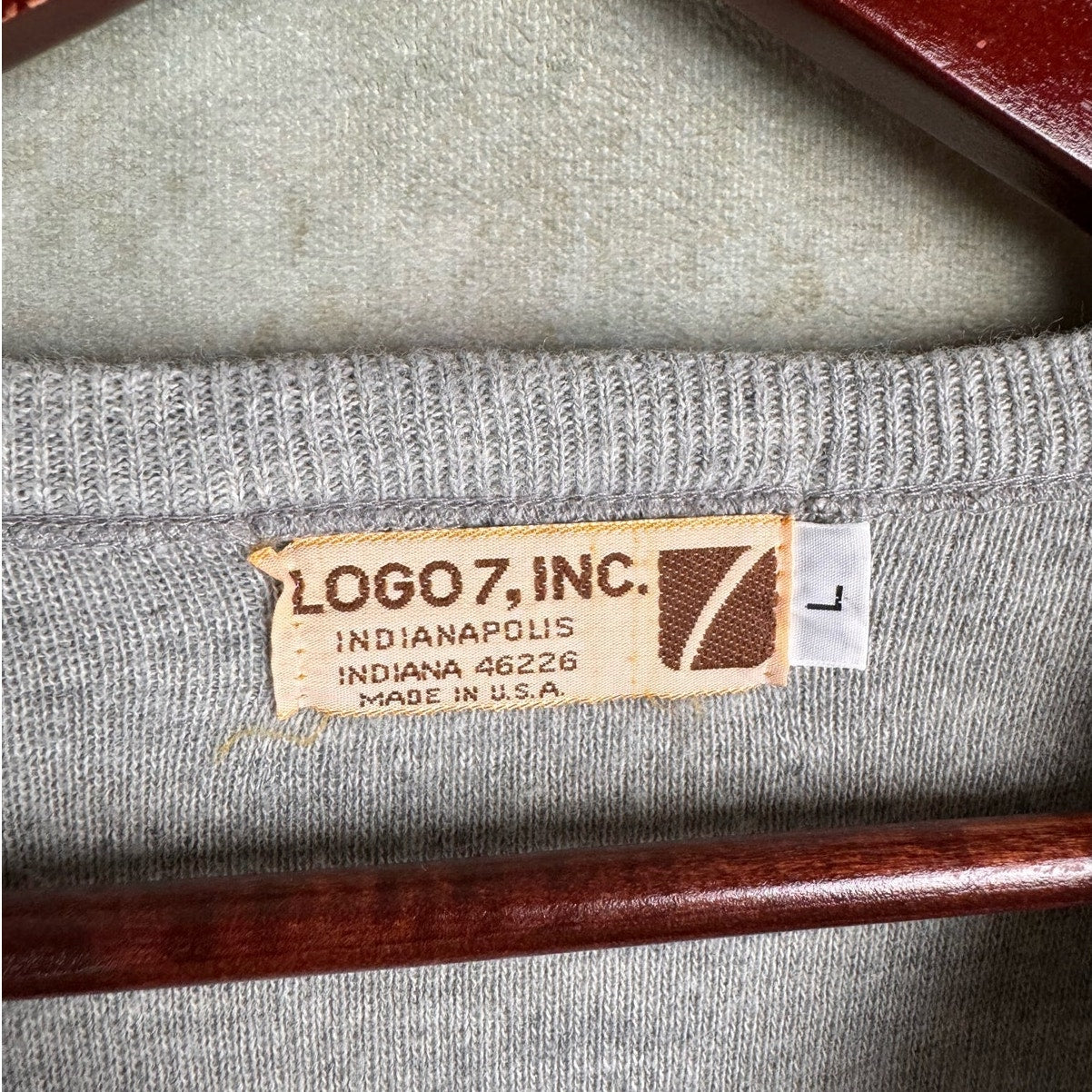 VTG 70s Logo 7 College Knit Sweater L