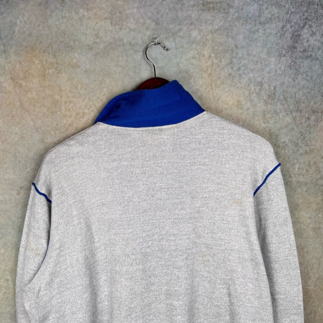 VTG 80s MacGregor Q Zip Sweatshirt Mens Sz L Gray Blue Pullover Sports Athletics