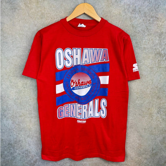 VTG 90s Oshawa Generals Hockey T Shirt M Red Minor League Canada