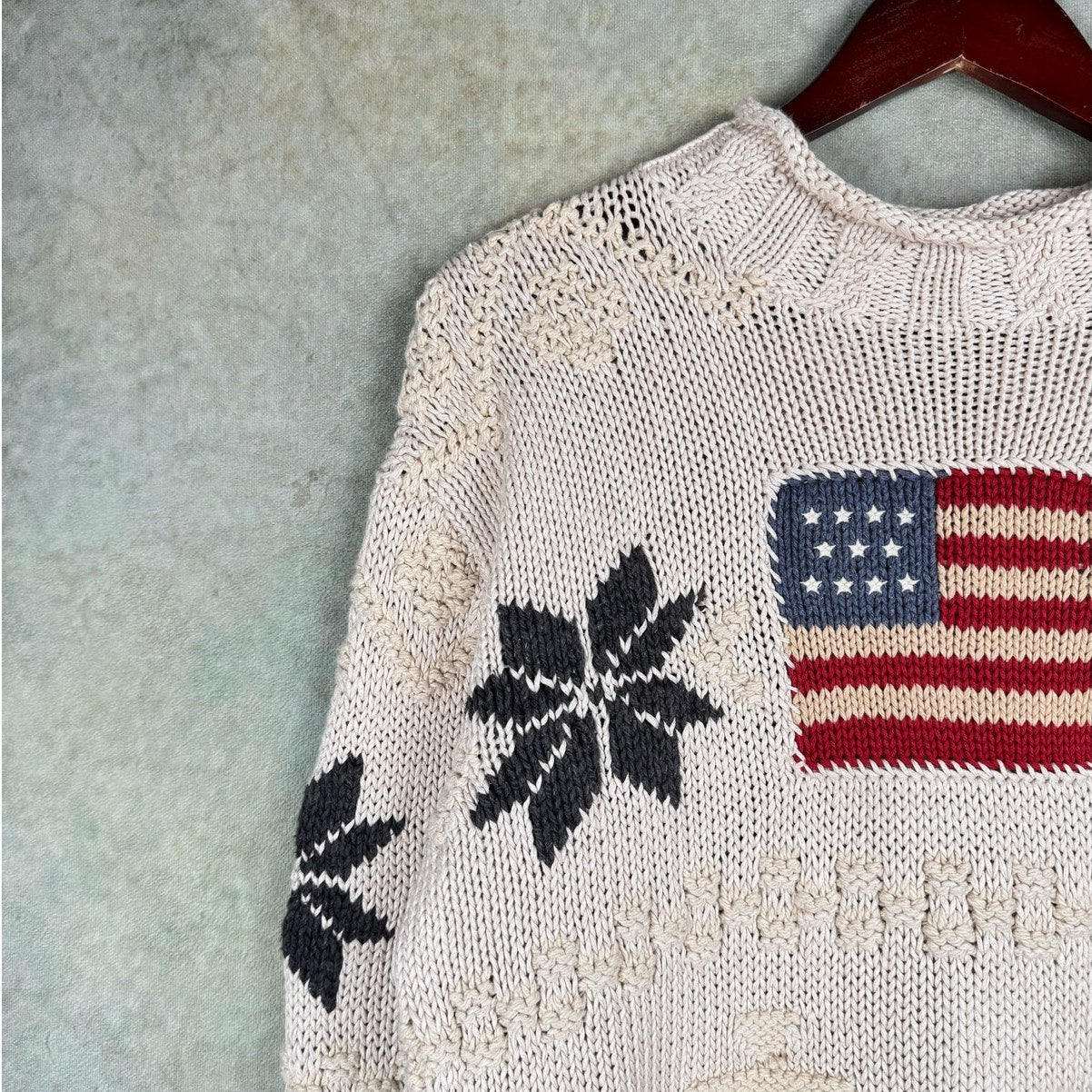 VTG 90s Polo Ralph Lauren Knit Flag Sweater S