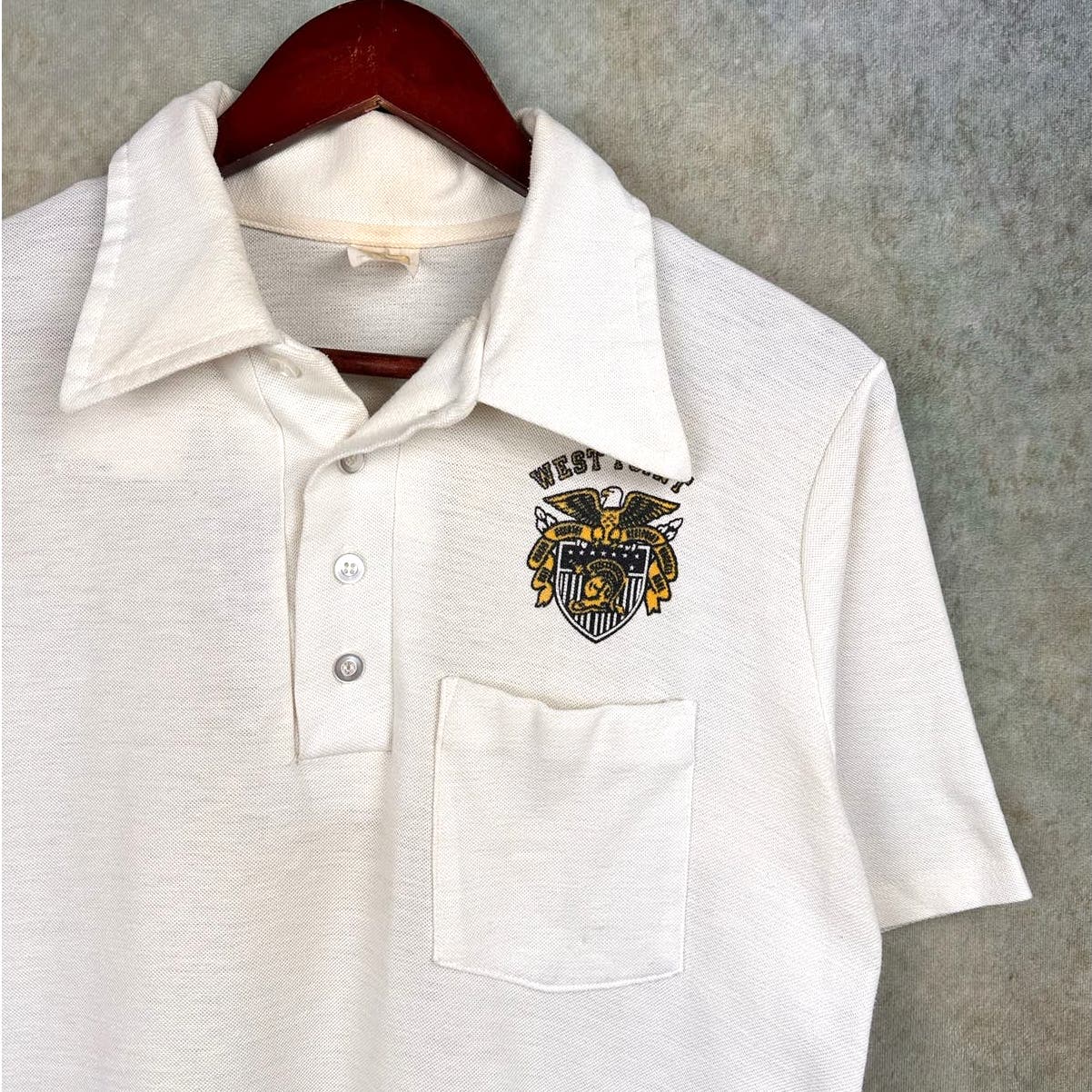 Vintage 80s Army West Point Academy Polo Shirt L