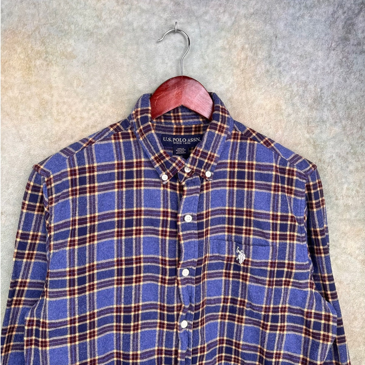 VTG USPA Blue Plaid Flannel Shirt M