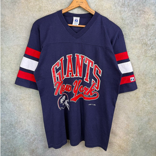 Vintage 80s New York Giants Logo 7 Half Sleeve T Shirt Lg