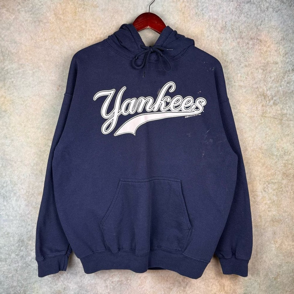 VTG Y2K New York Yankees Hoodie Sweatshirt Sz L