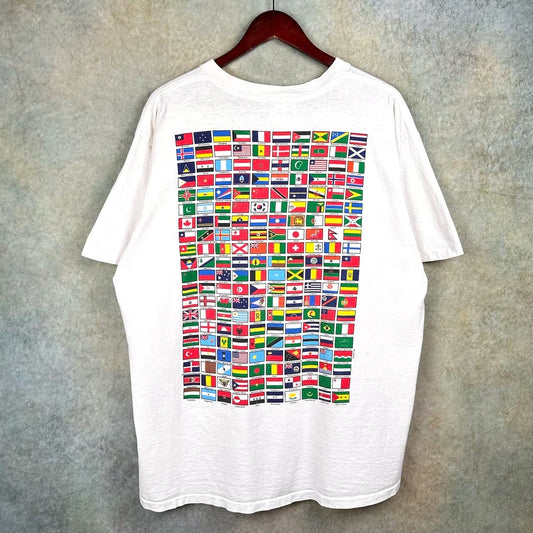 Vintage 90s World Flags Graphic T Shirt XXL