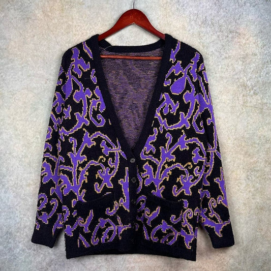 Vintage 80s Knit Cardigan Sweater M