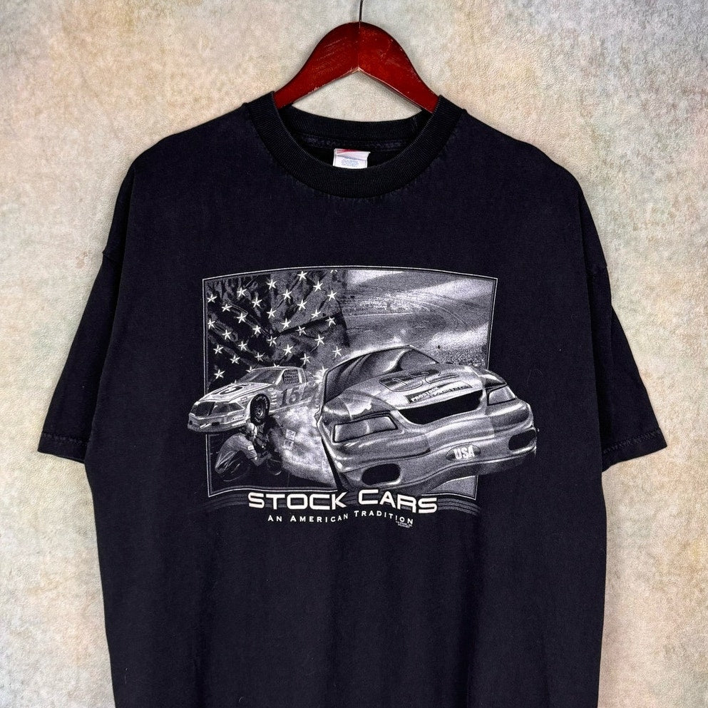 Y2K Stock Cars Graphic T Shirt Mens XL