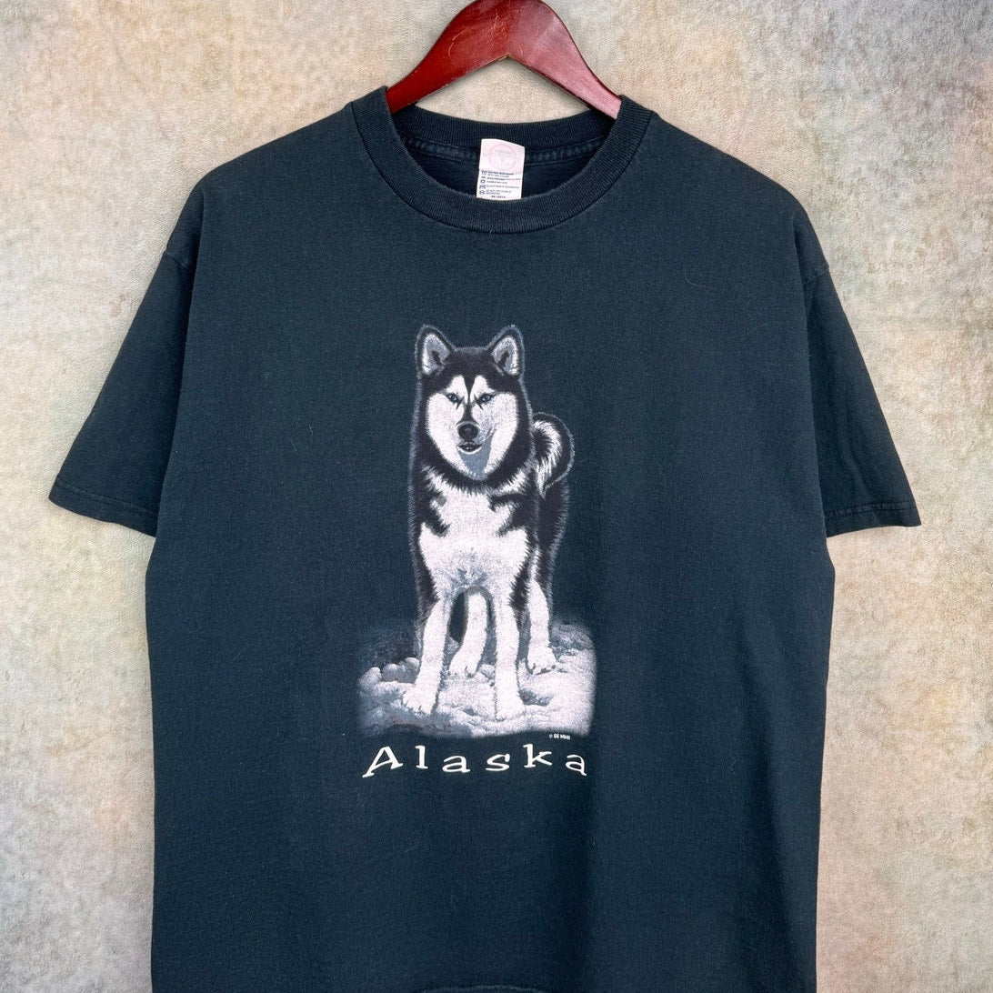 VTG 90s Wolf Graphic T Shirt L