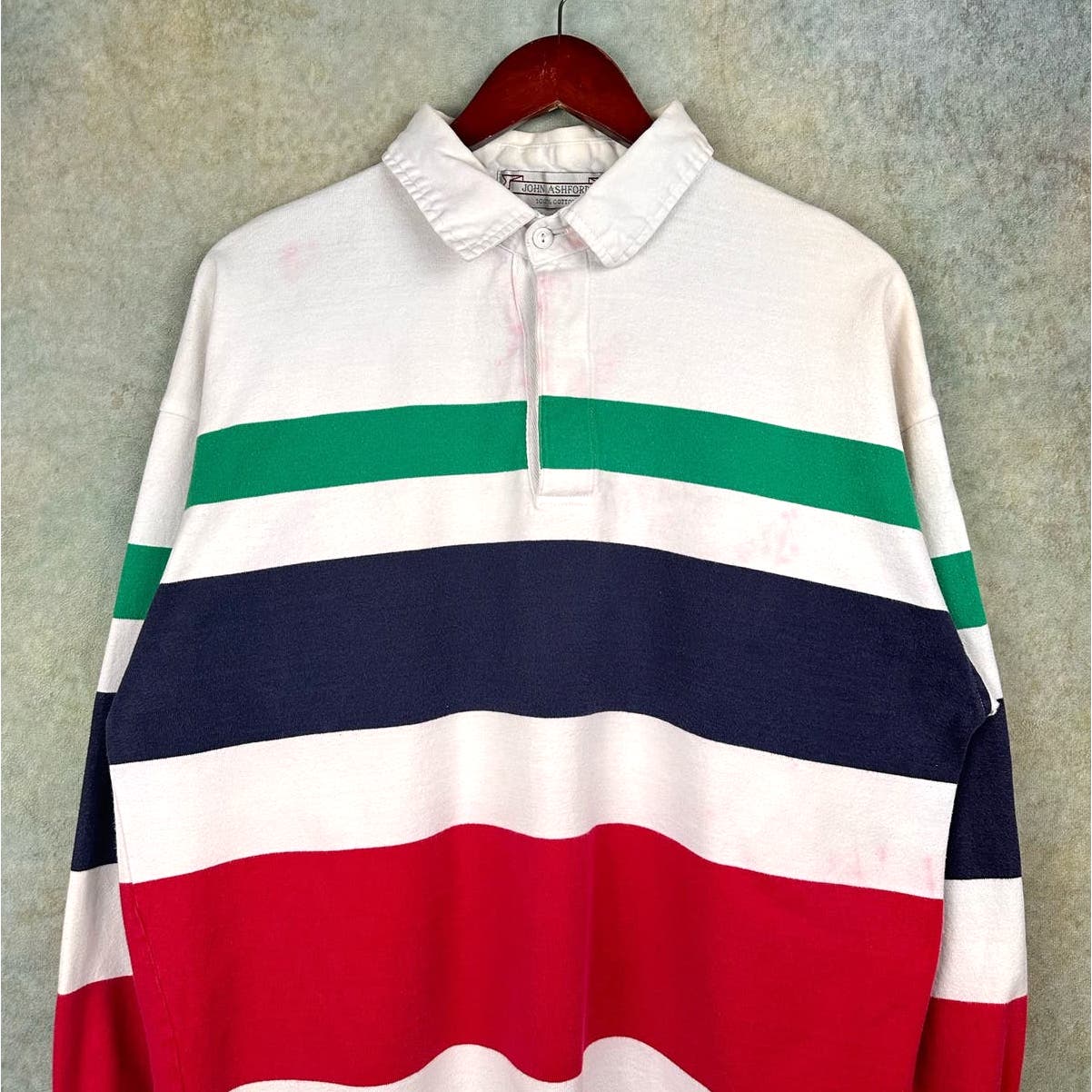 Vintage 90s Striped Rugby Polo Shirt Sz L