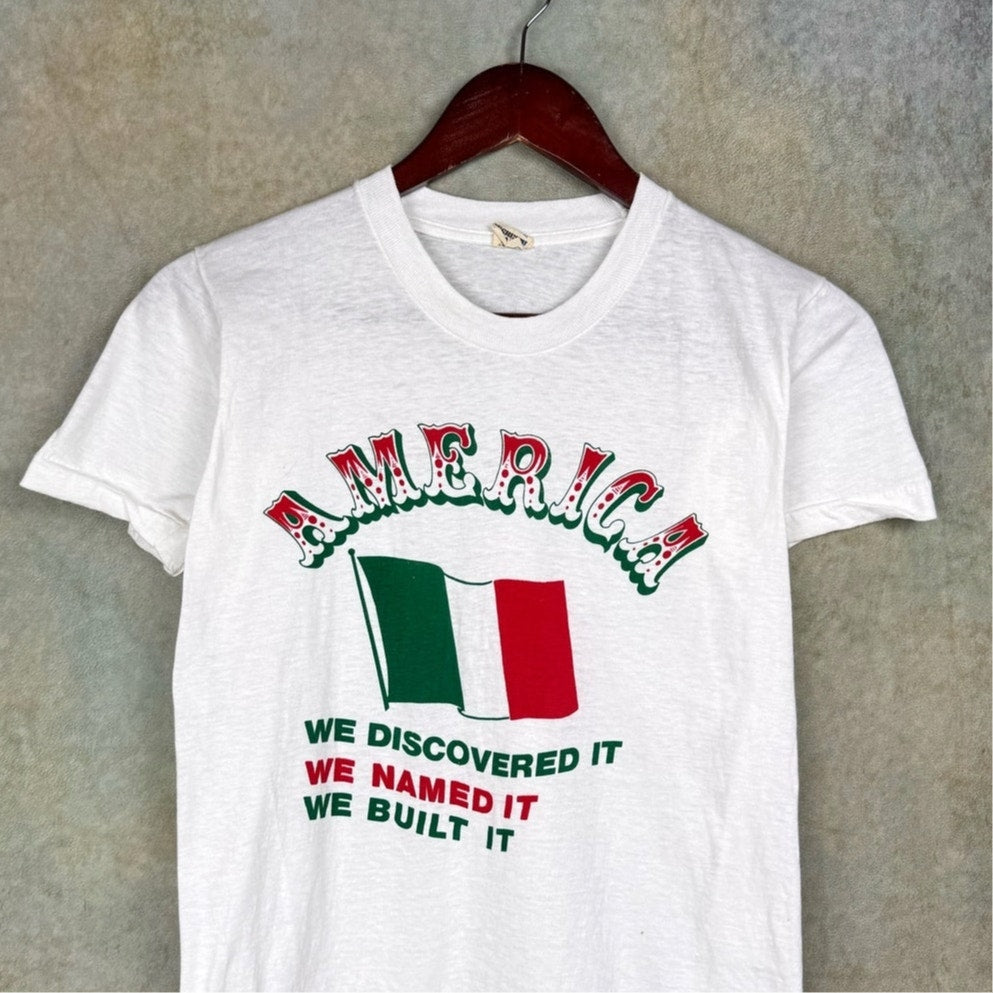 VTG 80s Italian American Pride T Shirt S