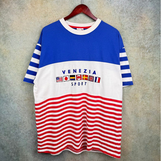 VTG 90s Venezia Sport World Flag T Shirt XL