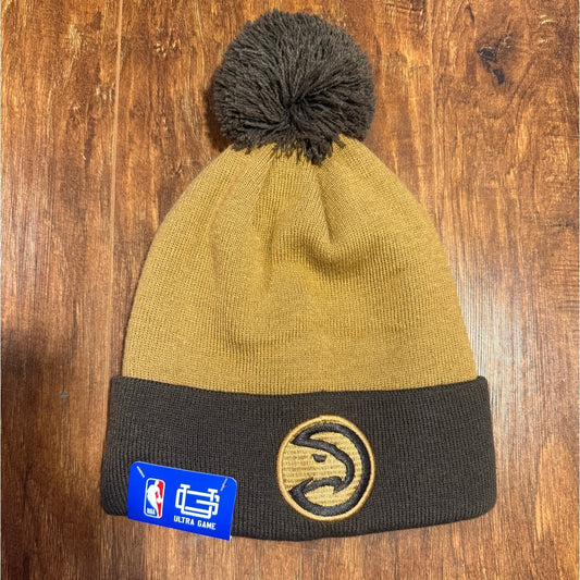 Atlanta Hawks NBA Beanie Hat Ultra Game NWT 30 MSRP Brown Tan Basketball Sports
