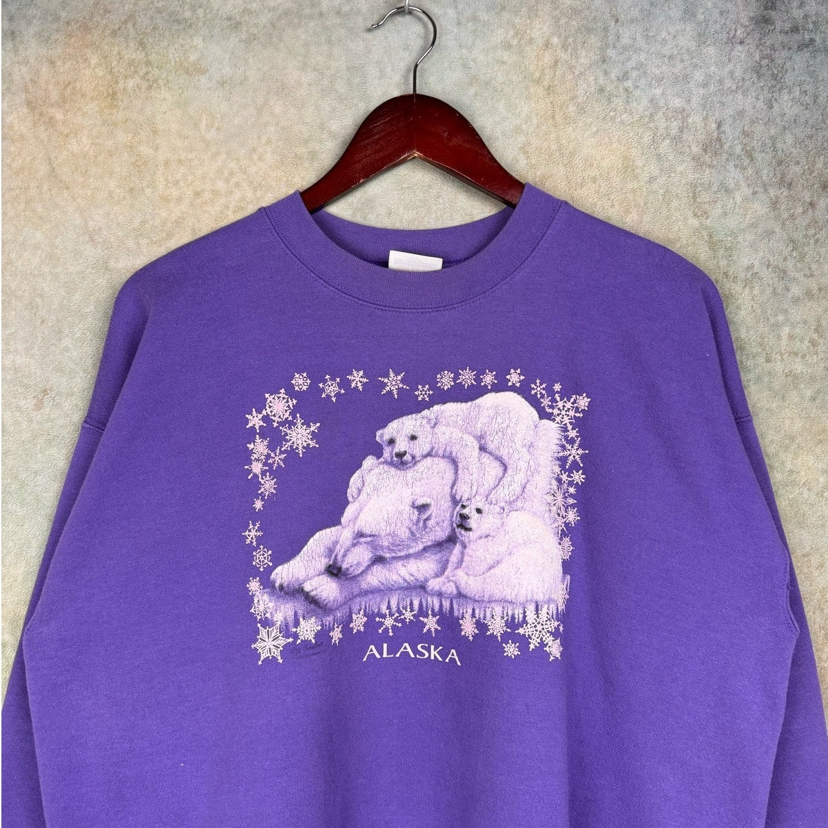 VTG 90s Alaska Polar Bear Sweatshirt L