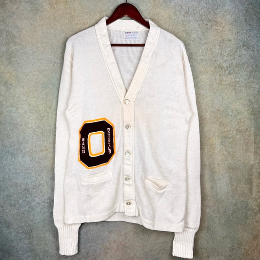 VTG 70s Letterman Varsity Knit Cardigan Sweater L