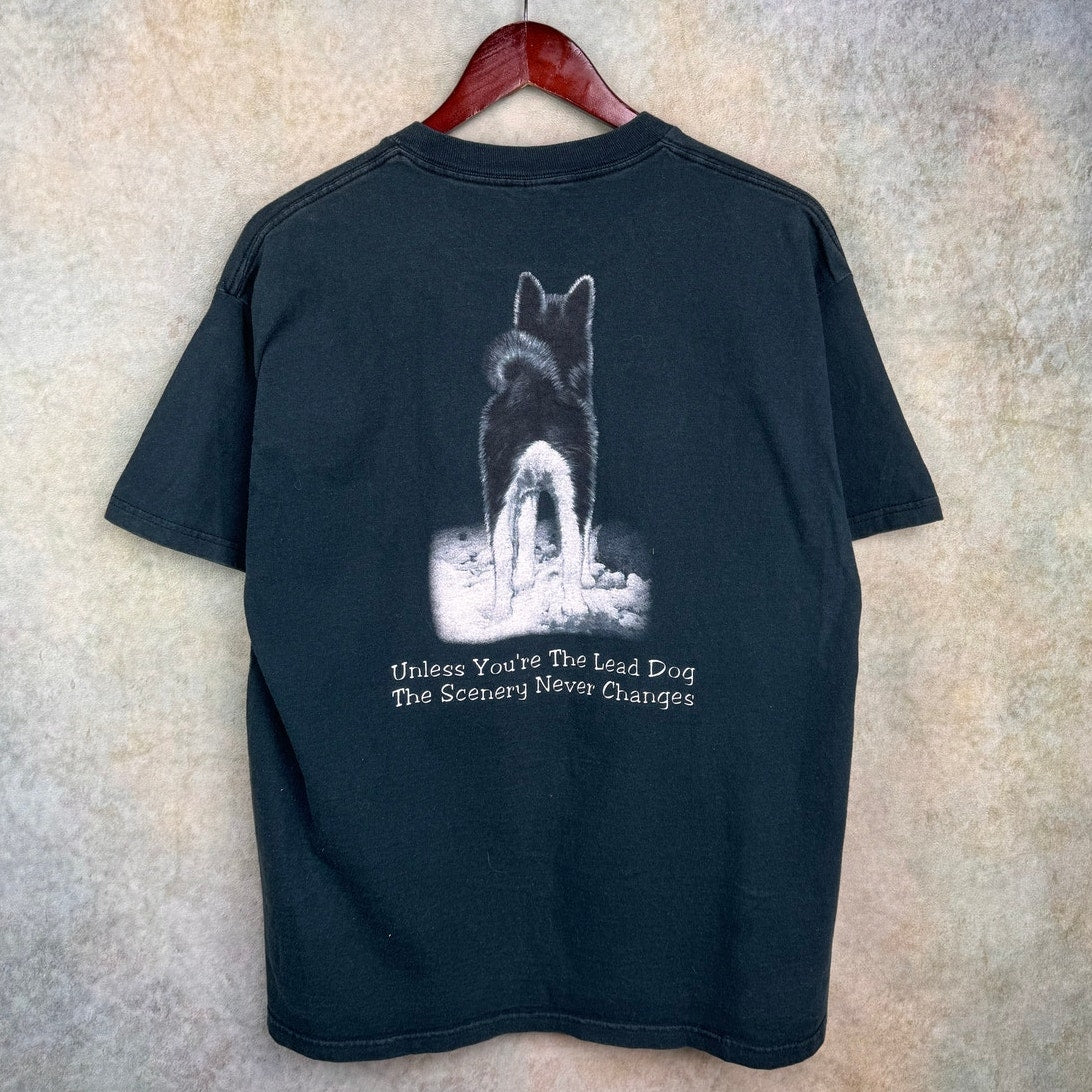 VTG 90s Wolf Graphic T Shirt L