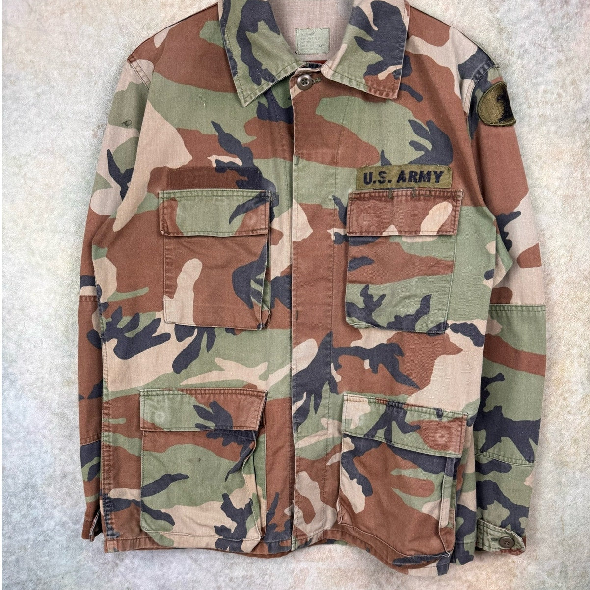 VTG 70s US Army Military Camo Shirt M