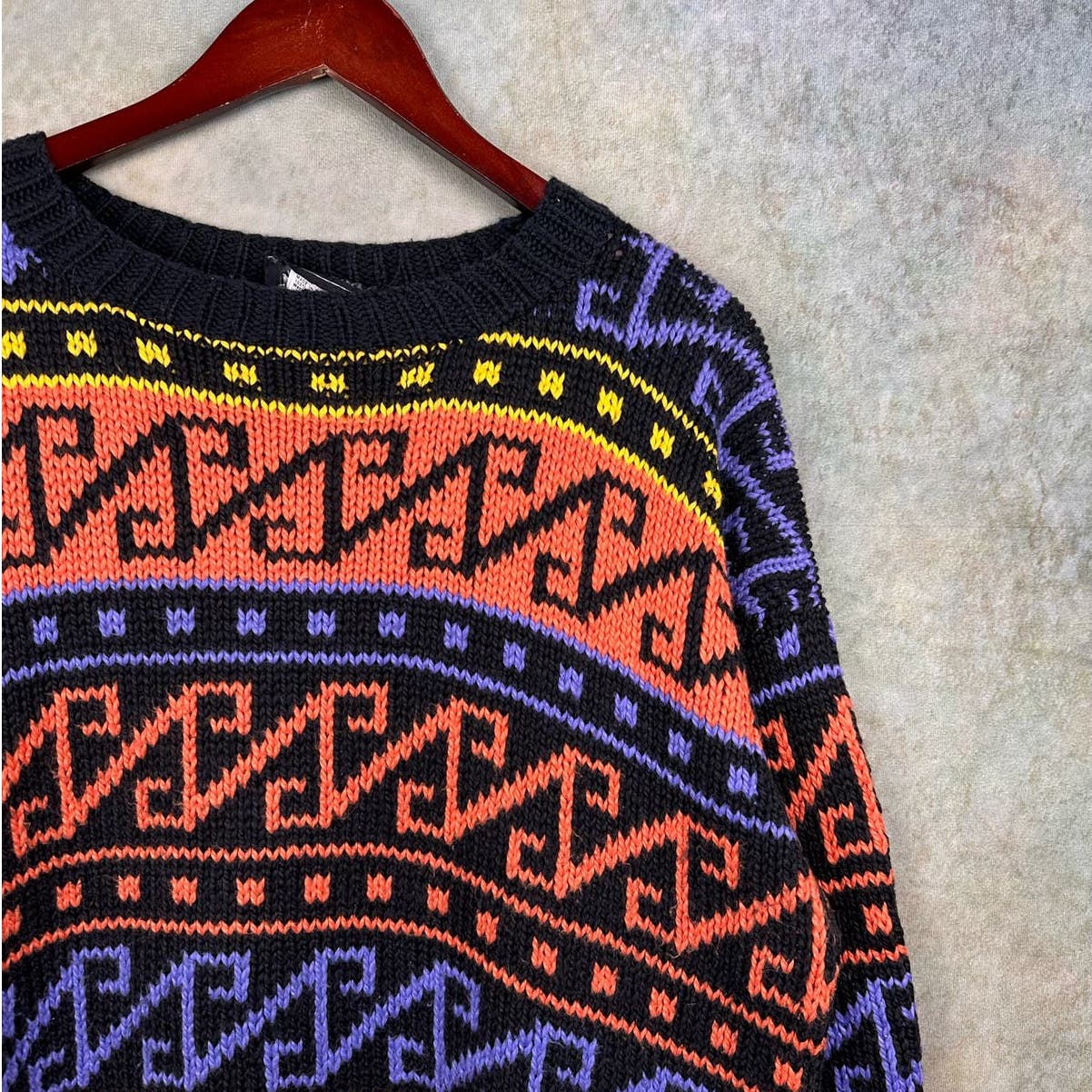 Vintage 90s Abstract Print Knit Sweater XL