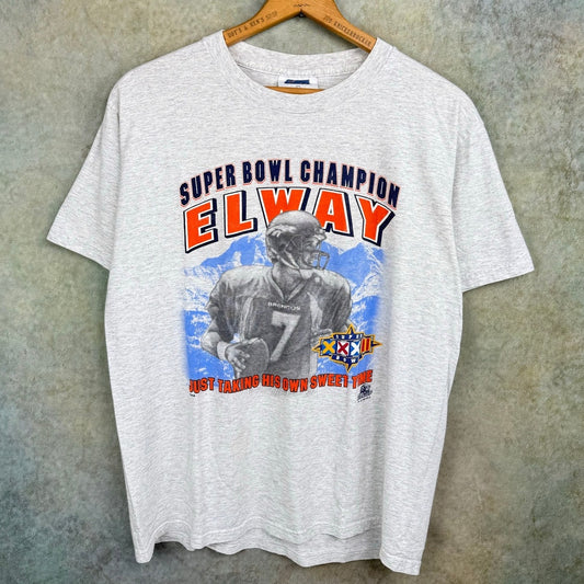 VTG 1996 Denver Broncos John Elway Super Bowl Tee L