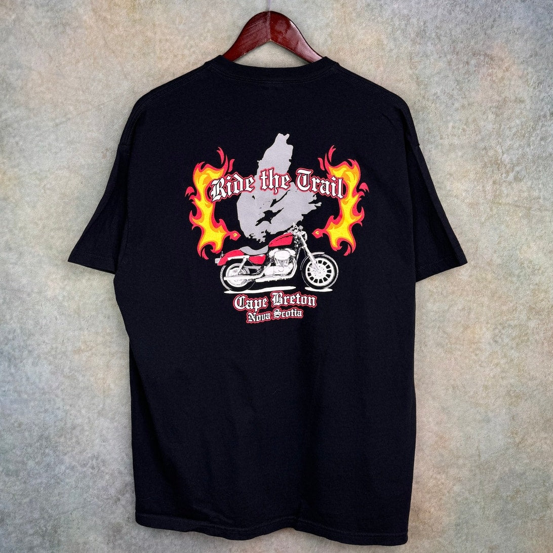 VTG Y2K Biker Flame T Shirt XL