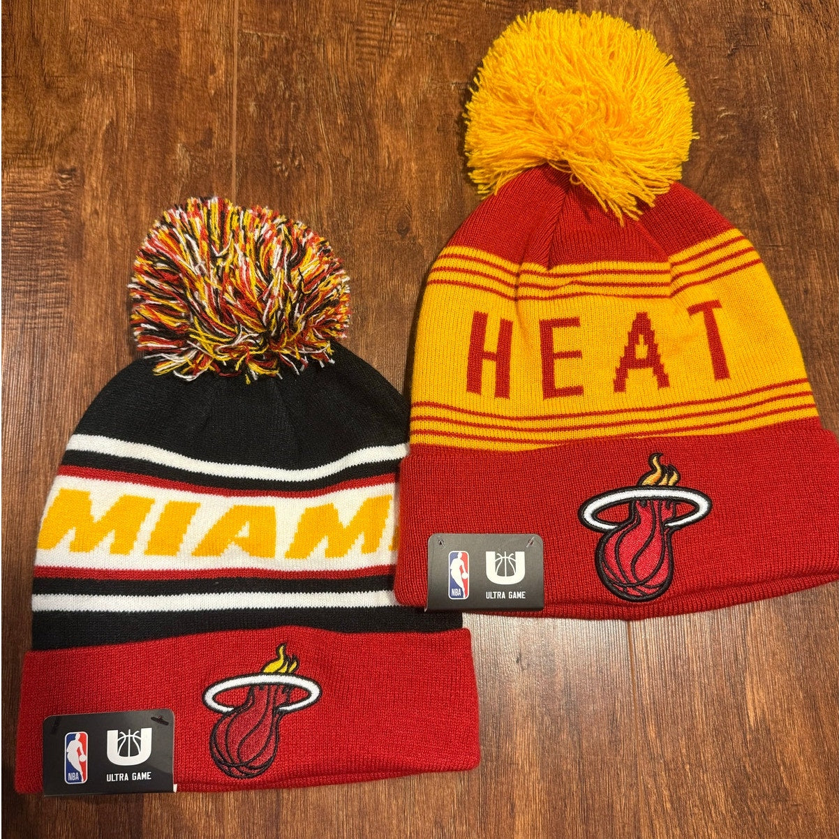 Miami Heat NBA Ultra Game Beanie Hat Bundle of 2 NWT Basketball Sports