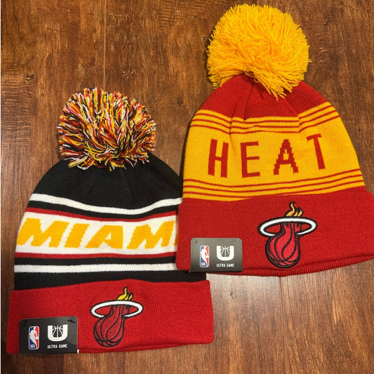 Miami Heat NBA Ultra Game Beanie Hat Bundle of 2 NWT Basketball Sports