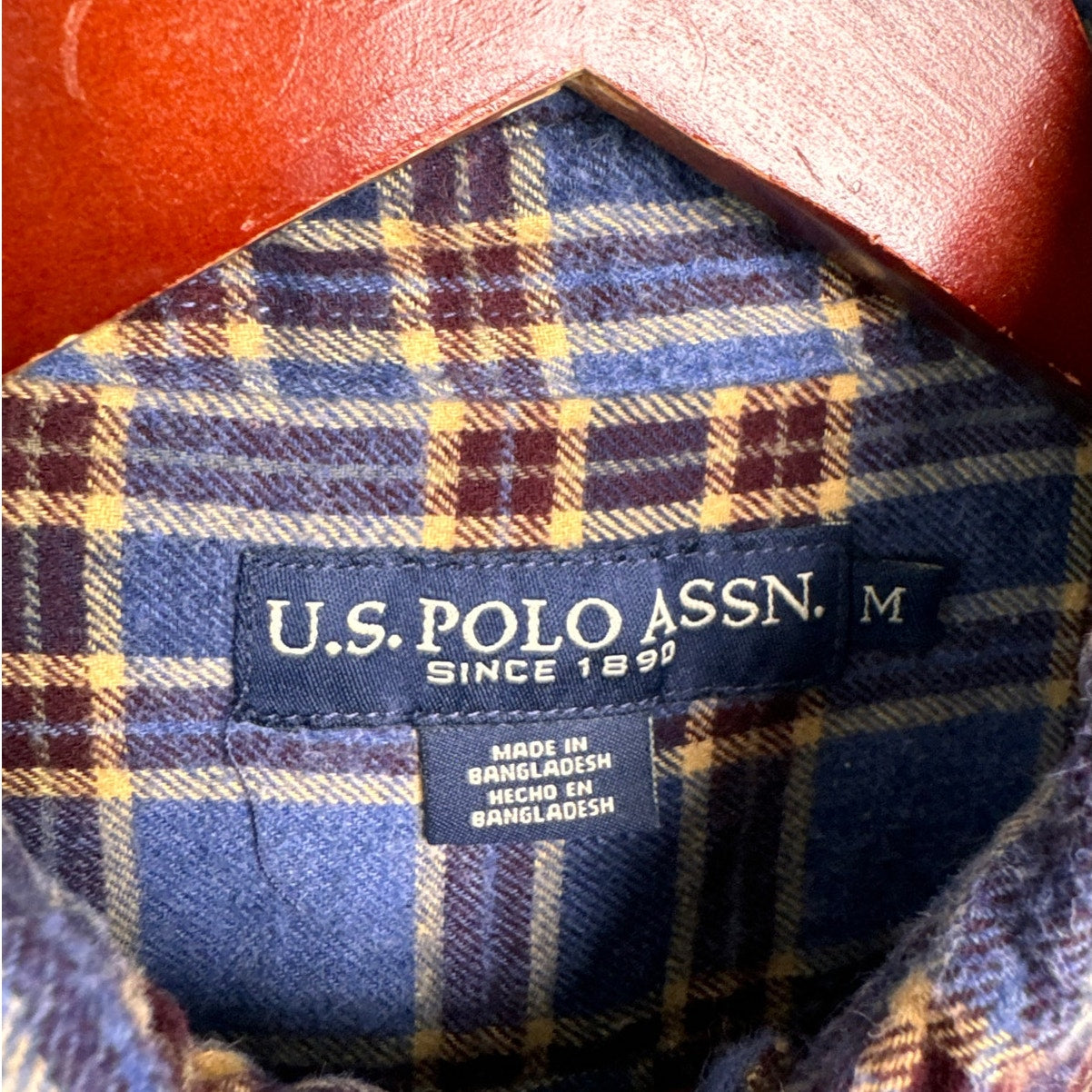 VTG USPA Blue Plaid Flannel Shirt M