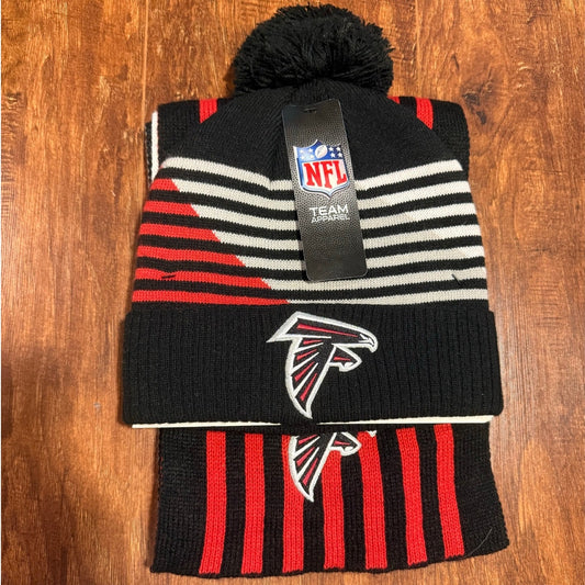 Atlanta Falcons NFL Beanie / Scarf Set NWT $50 MSRP Red Black Football Sports
