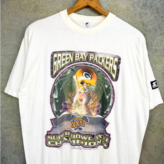 VTG 1996 Starter Green Bay Packers Super Bowl XXXI Champs Tee XL