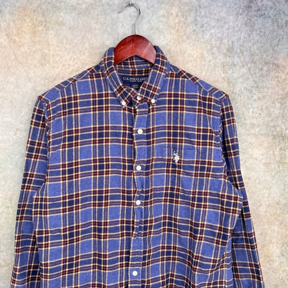 VTG USPA Blue Plaid Flannel Shirt M