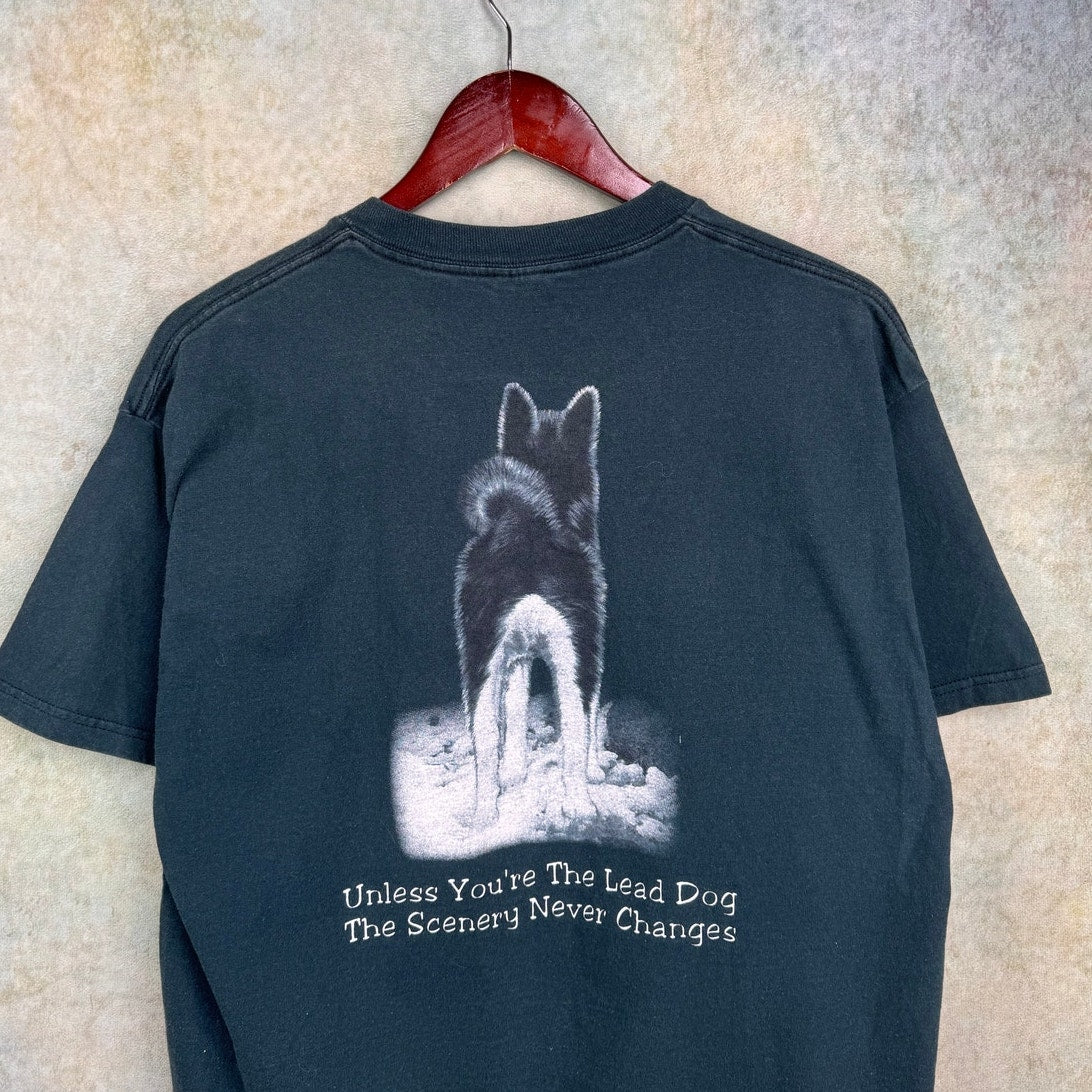 VTG 90s Wolf Graphic T Shirt L