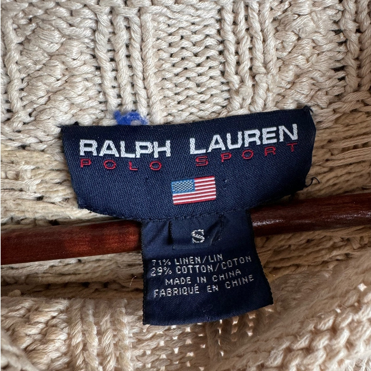 VTG 90s Polo Ralph Lauren Knit Flag Sweater S