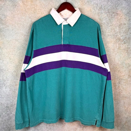 VTG 90s Striped Rugby Polo Shirt XL