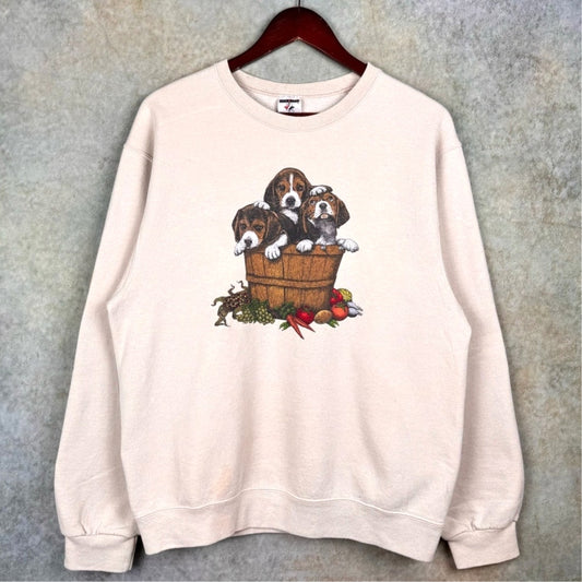 VTG 90s Beagle Puppy Dog Sweatshirt M