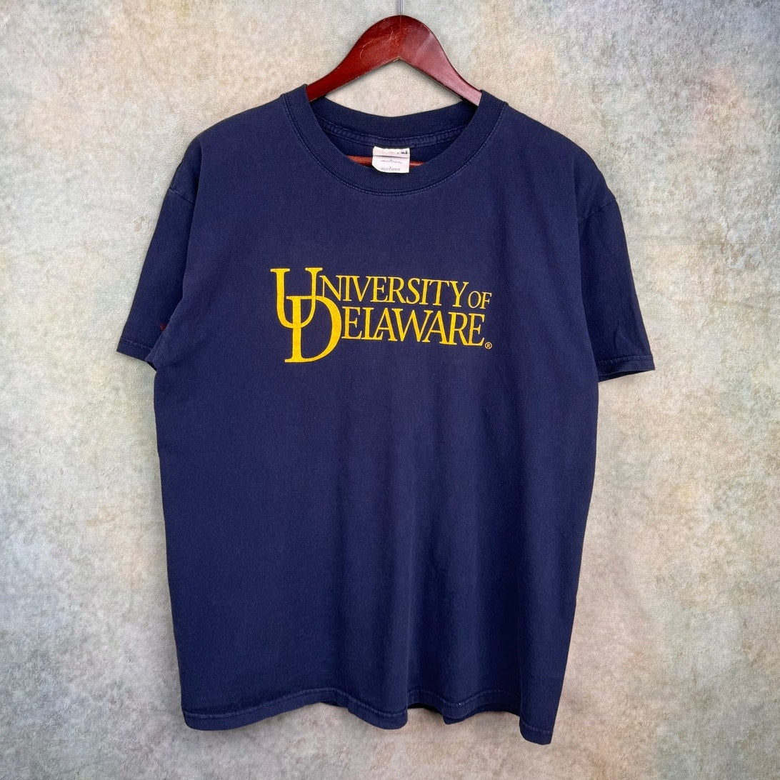 VTG 90s UDel Blue Hens T Shirt L