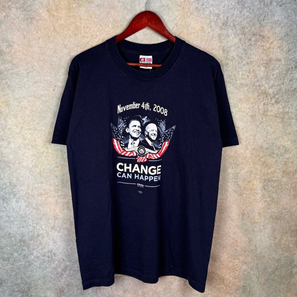 VTG 2008 Barrack Obama Biden Campaign T Shirt L