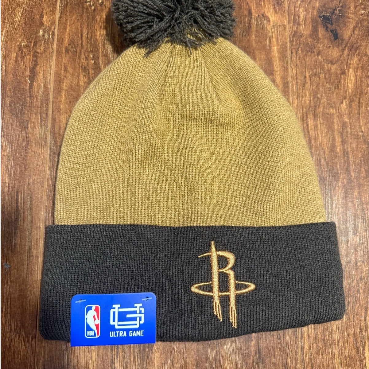 Houston Rockets NBA Ultra Game Beanie Hat NWT $30 MSRP Brown Tan Basketball