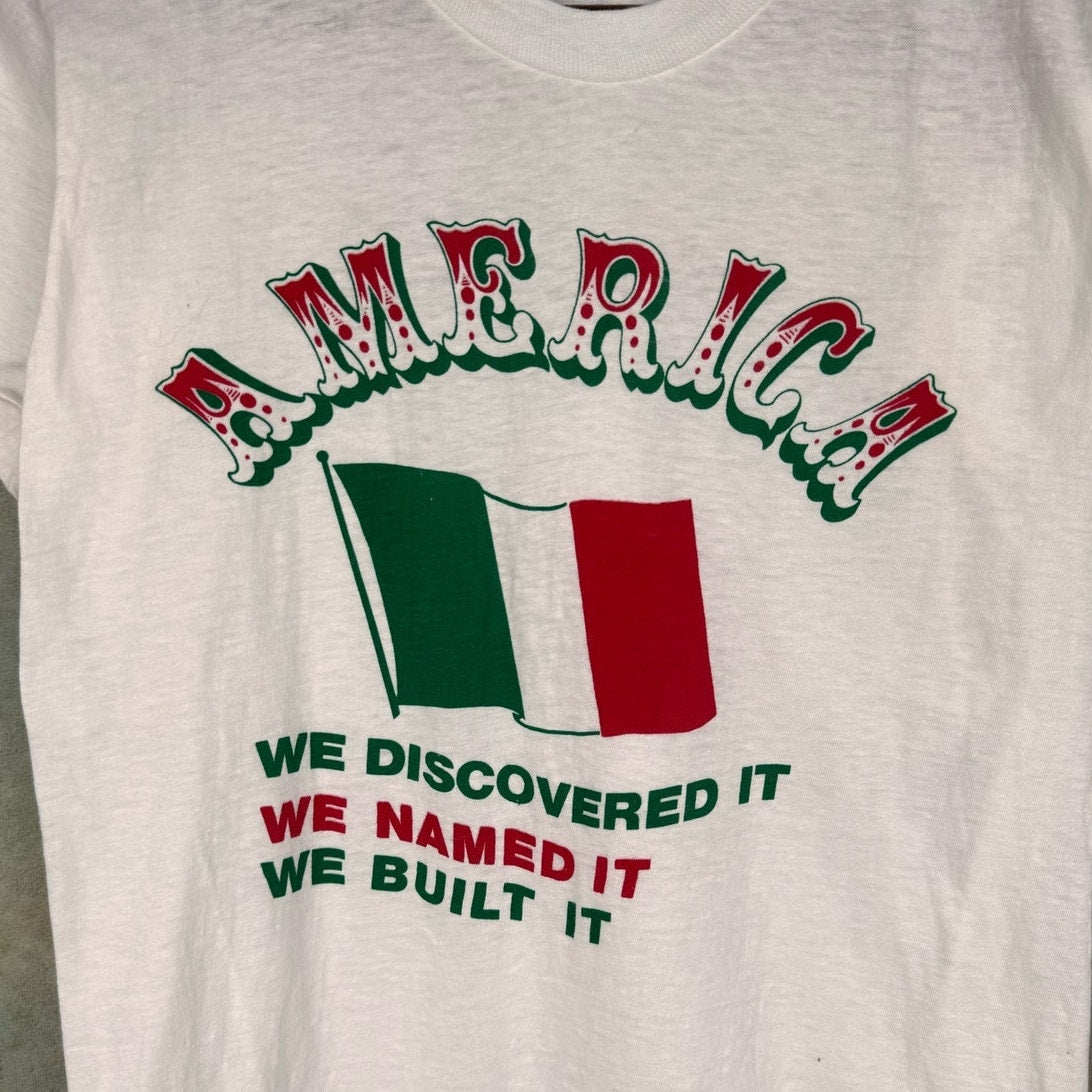 VTG 80s Italian American Pride T Shirt S