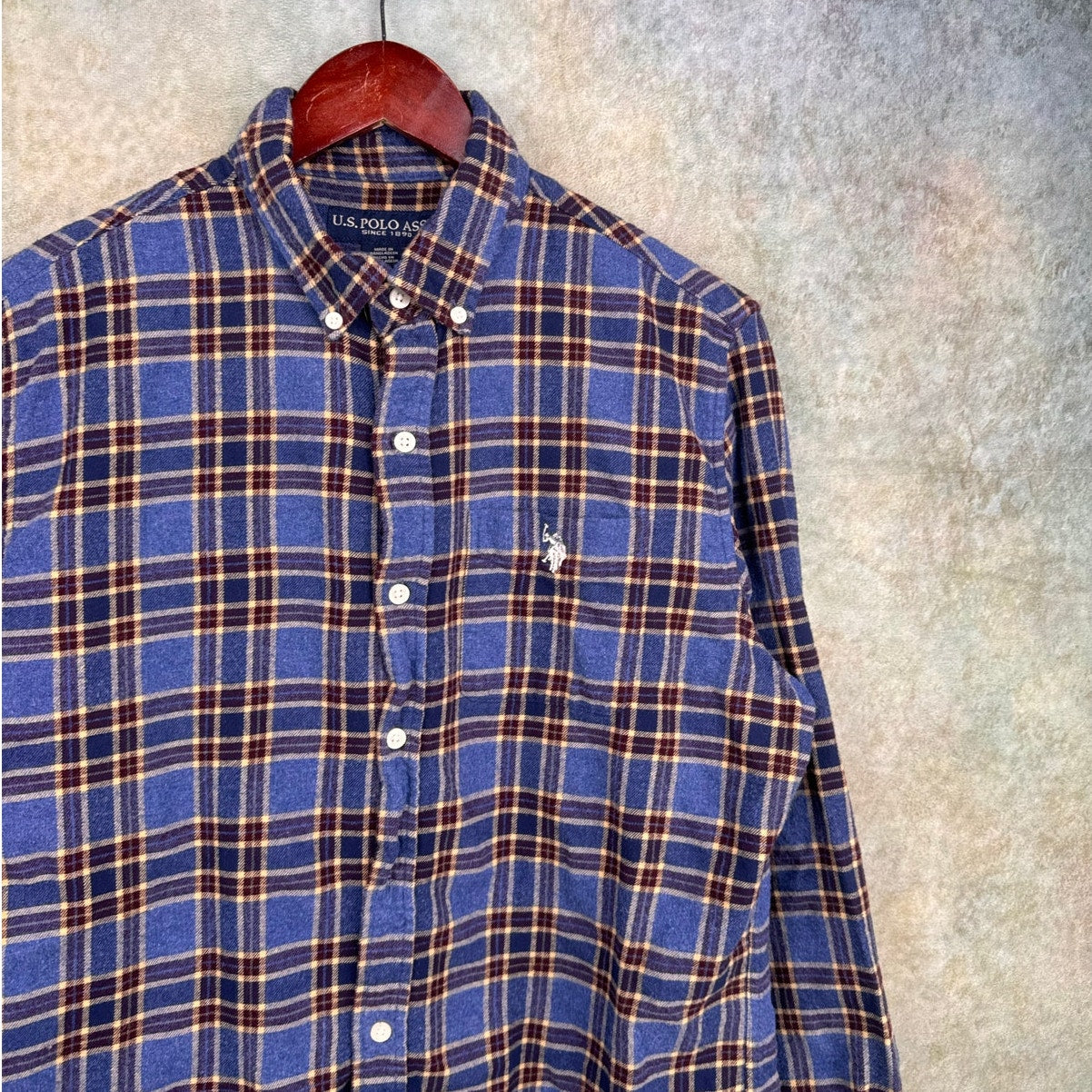 VTG USPA Blue Plaid Flannel Shirt M