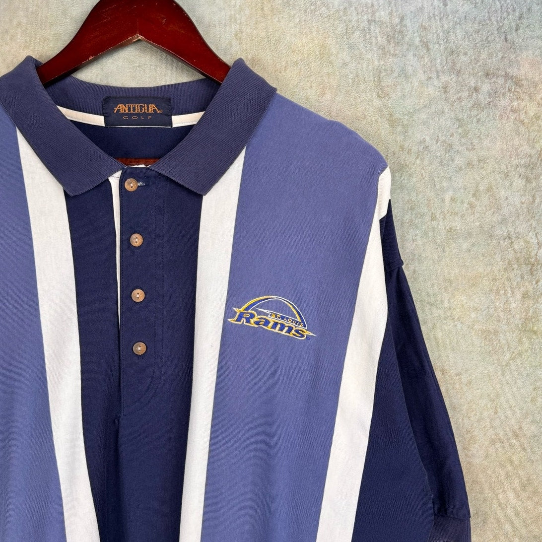 VTG 90s St Louis Rams Striped Polo Shirt XL