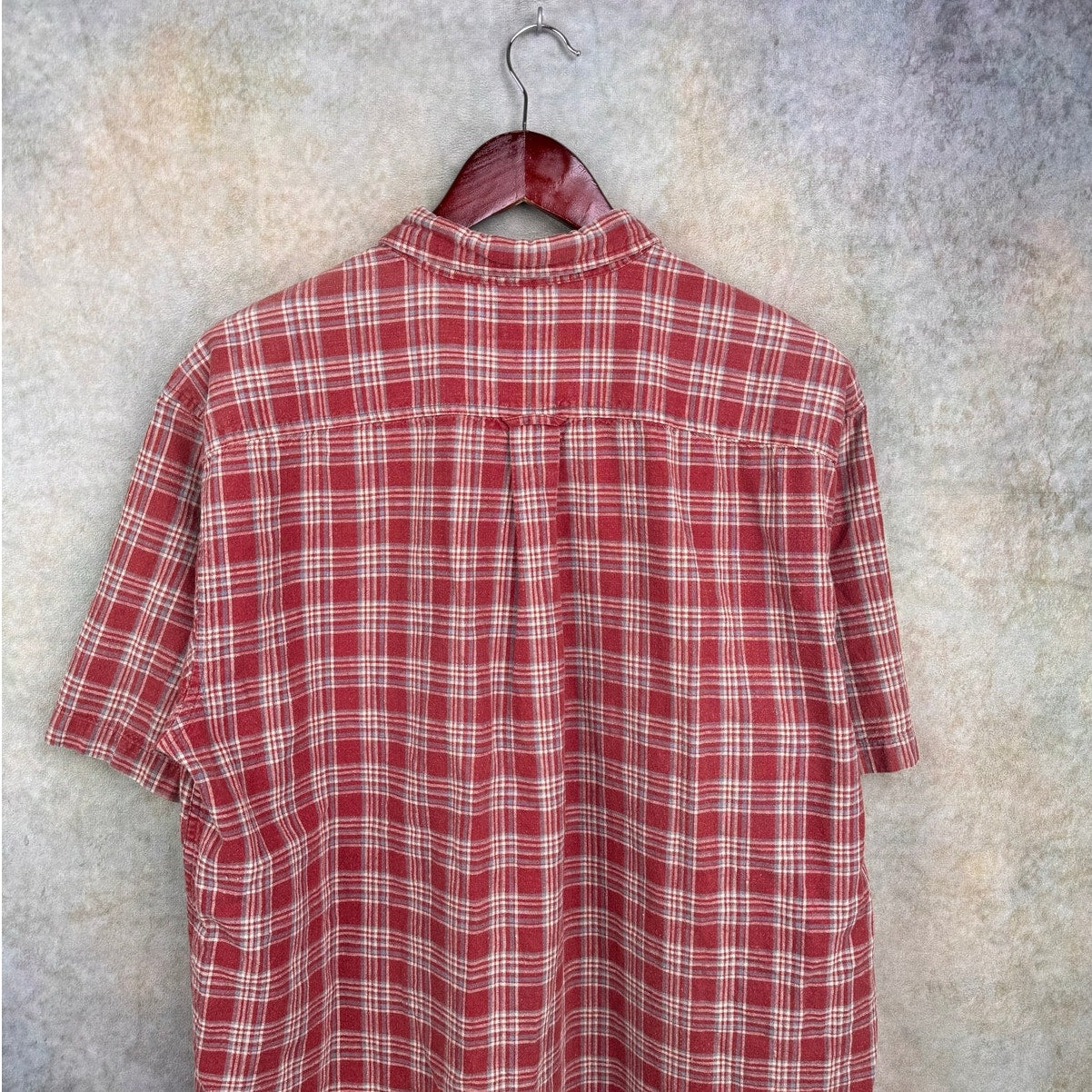 VTG 90s Red Plaid Short Sleeve Shirt L