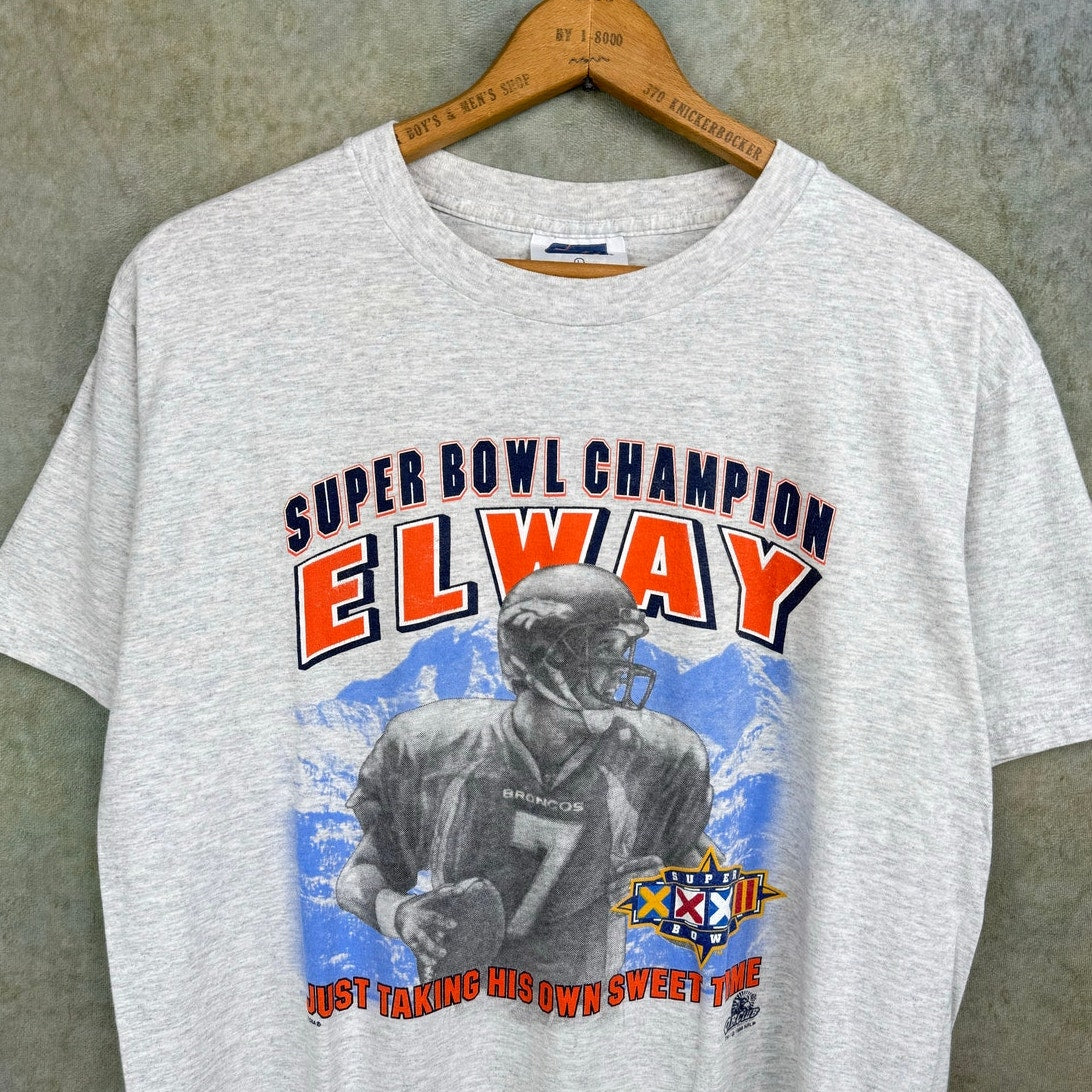 VTG 1996 Denver Broncos John Elway Super Bowl Tee L