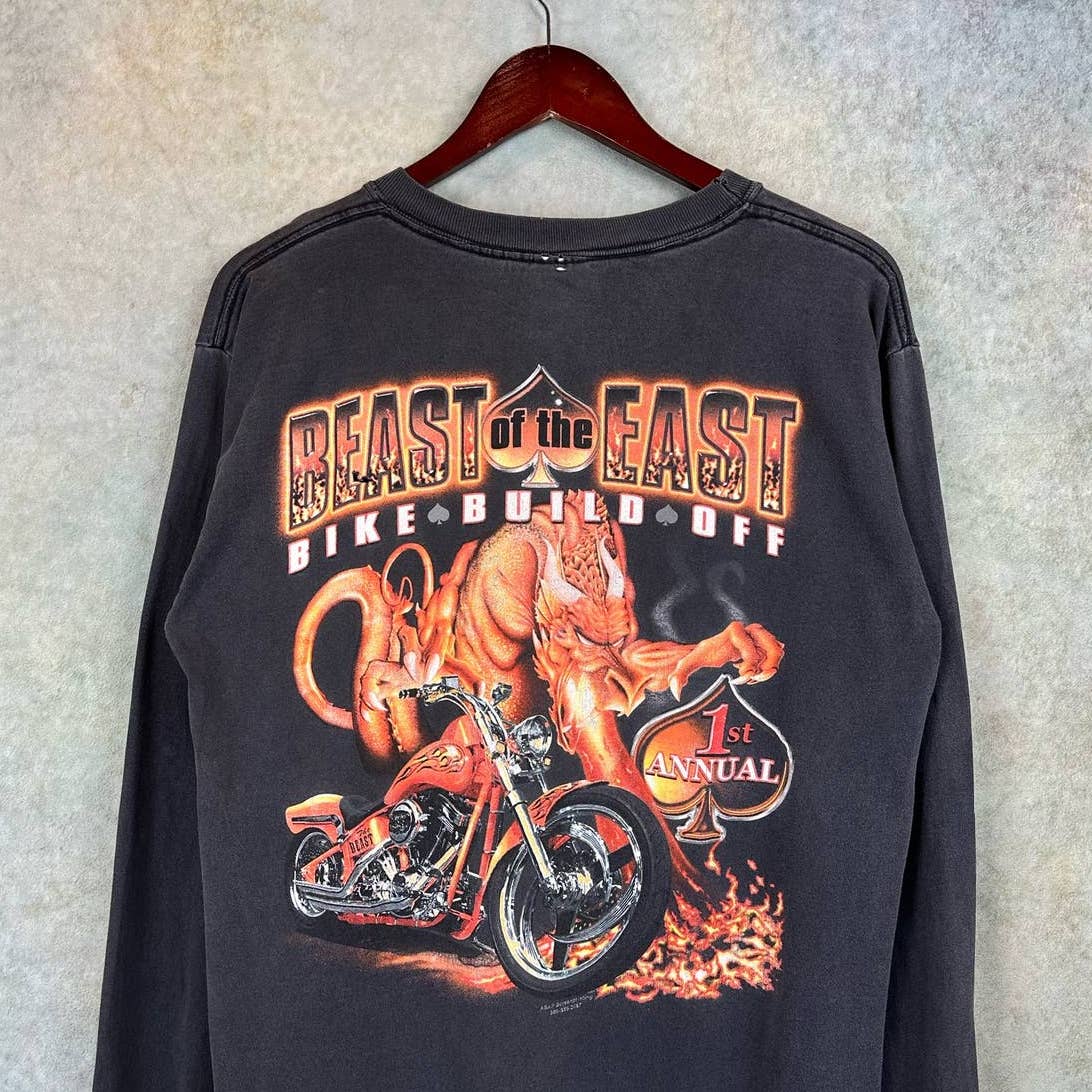 Y2K Motorcycle Biker LongSleeve Shirt M