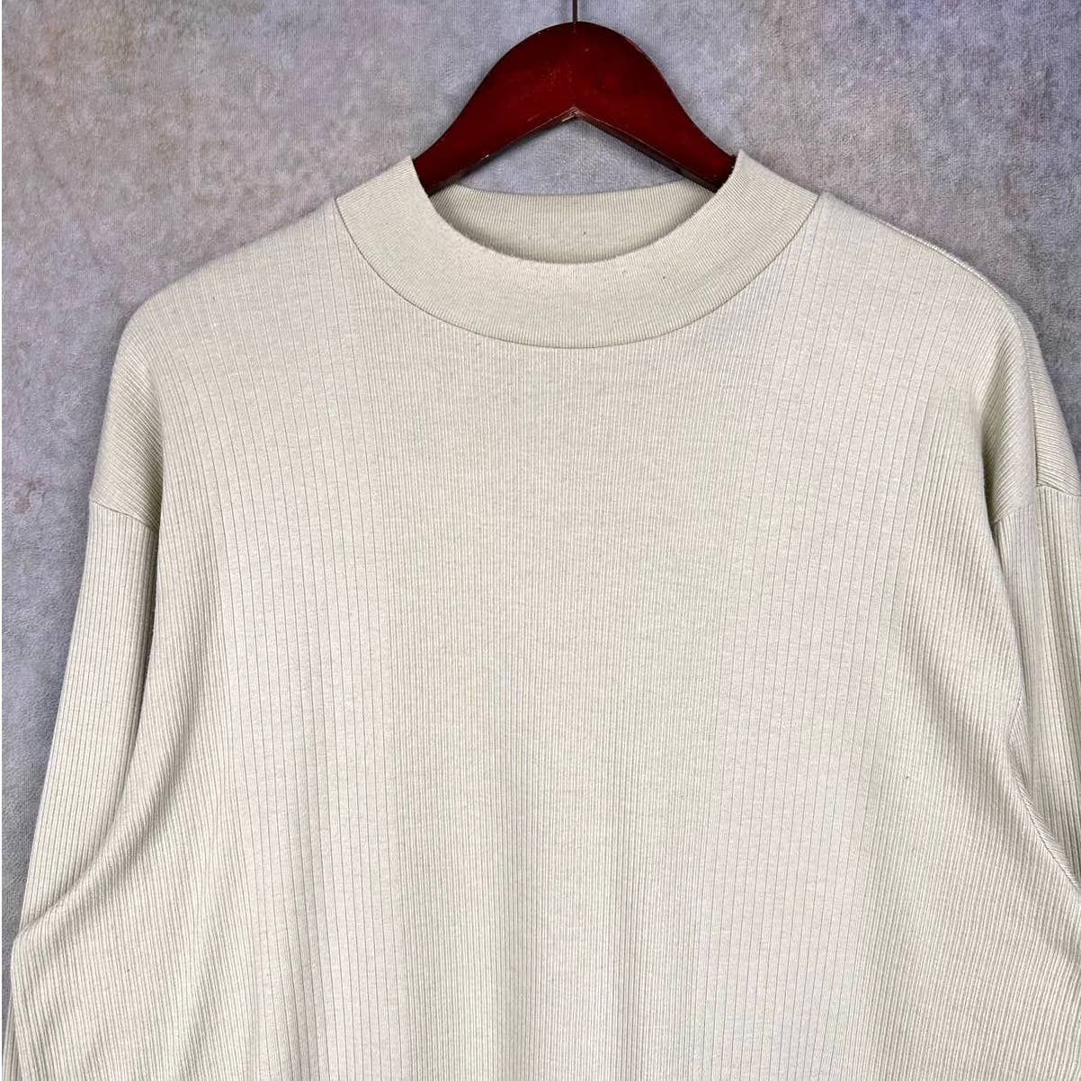 Vintage Knit Ribbed Long Sleeve Shirt L