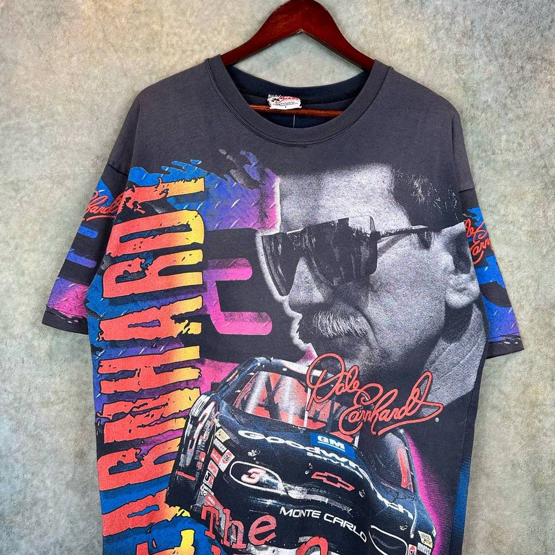 Vintage Dale Earnhardt All Over Print Nascar Racing T Shirt L